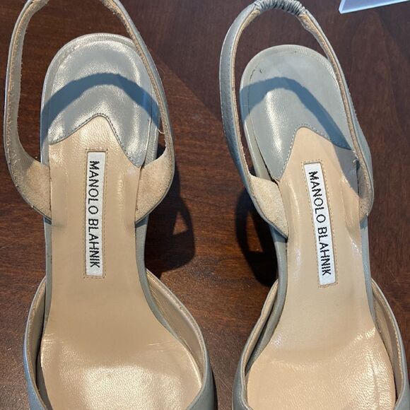 Authentic Manolo Blahnik Grey Sz 39 Sling backs - Picture 6 of 17